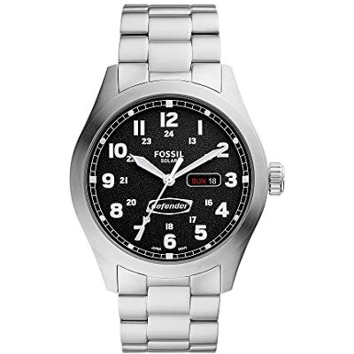 Fossil Defender herrklocka, solcellsdriven med armband i rostfritt stål eller läder Fossil Defender herrklocka, solcellsdriven med armband i rostfritt stål eller läder
