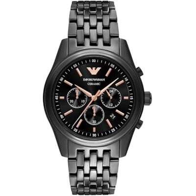 Giorgio Armani herr 43 mm svart keramisk klocka, AR70015 Giorgio Armani herr 43 mm svart keramisk klocka, AR70015