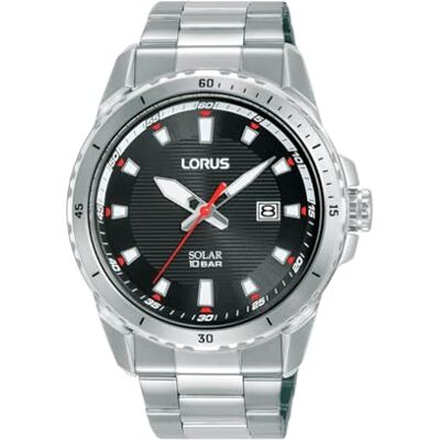 Lorus mäns analog kvartsur med rostfritt stål armband, silver/svart Lorus mäns analog kvartsur med rostfritt stål armband, silver/svart