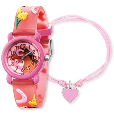 Engelsrufer Hjärtängel barnklockset med hästmotiv – analog klocka, robust plasthölje, mjukt band, 27 mm, 3 atm med matchande nylonarmband och pennfodral, S, plast rostfritt stål Plast Rostfritt stål Emalj, ingen Engelsrufer Hjärtängel barnklockset med hästmotiv – analog klocka, robust plasthölje, mjukt band, 27 mm, 3 atm med matchande nylonarmband och pennfodral, S, plast rostfritt stål Plast Rostfritt stål Emalj, ingen