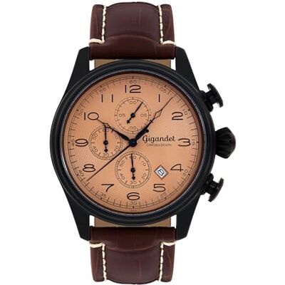 Gigandet Män analog japanskt kvartsurverk klocka med läderarmband 5VNAG41NE/004, Beige Gigandet Män analog japanskt kvartsurverk klocka med läderarmband 5VNAG41NE/004, Beige