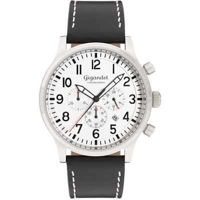 Gigandet Män analog japanskt kvartsurverk klocka med läderarmband 5VNAG15NE/002, silver Gigandet Män analog japanskt kvartsurverk klocka med läderarmband 5VNAG15NE/002, silver