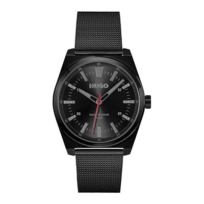 HUGO Three Hand Quartz Movement Watch för män #ARK Collection med svart rostfritt stålarmband 1530440 HUGO Three Hand Quartz Movement Watch för män #ARK Collection med svart rostfritt stålarmband 1530440