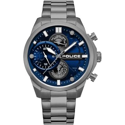 Police Reactor Blå urtavla Gunmetal rostfritt stål armband Multifunktionellt herrarmbandsur, 44mm Police Reactor Blå urtavla Gunmetal rostfritt stål armband Multifunktionellt herrarmbandsur, 44mm