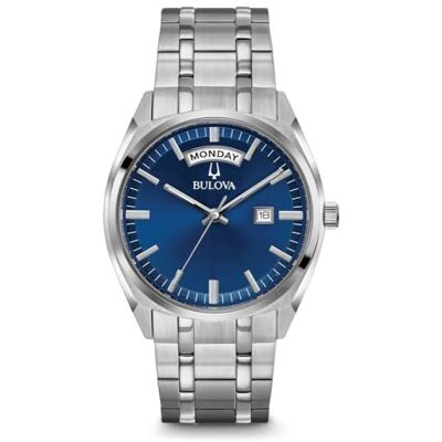 Bulova Män analog klassisk kvartsklocka med rostfritt stål rem 96C125, Blå, Klassisk Bulova Män analog klassisk kvartsklocka med rostfritt stål rem 96C125, Blå, Klassisk