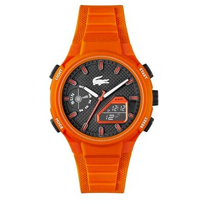 Lacoste analog-digital multifunktionskvarts klocka för män LC33 kollektion med orange silikonarmband 2011369 Lacoste analog-digital multifunktionskvarts klocka för män LC33 kollektion med orange silikonarmband 2011369