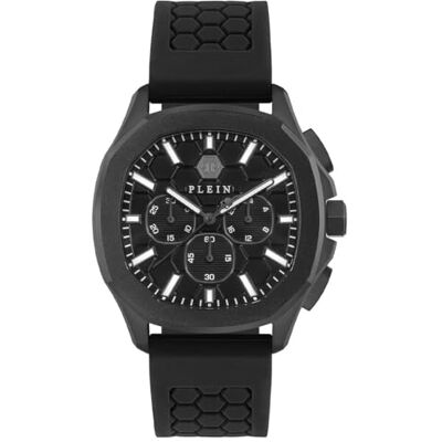 Philipp Plein herrklocka krono kvarts $PECTRE Chrono, Svart/svart/silikon – Pwsaa0823, Rem Philipp Plein herrklocka krono kvarts $PECTRE Chrono, Svart/svart/silikon – Pwsaa0823, Rem