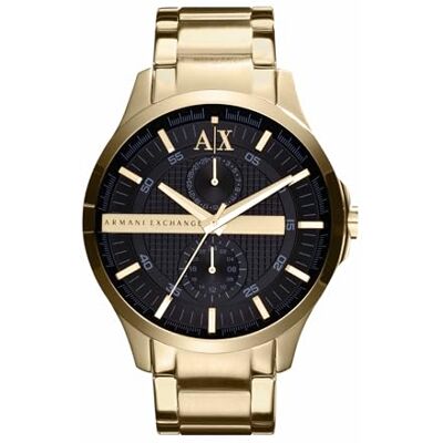 Giorgio Armani Watch For Men, Quartz Multifunctional movement och 44mm Case Size med rostfritt stålband, Guldton och jet black Giorgio Armani Watch For Men, Quartz Multifunctional movement och 44mm Case Size med rostfritt stålband, Guldton och jet black