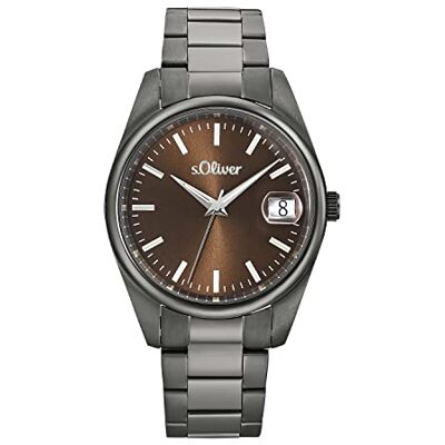 s.Oliver armbandsur herr quartz klocka analog, med rostfritt stål armband, grå, 5 bar vattentät, kommer i klockor presentförpackning, 2033529 s.Oliver armbandsur herr quartz klocka analog, med rostfritt stål armband, grå, 5 bar vattentät, kommer i klockor presentförpackning, 2033529