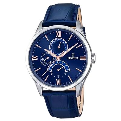 Festina Herrar analog kvarts klocka med läder armband F16823/3 Festina Herrar analog kvarts klocka med läder armband F16823/3