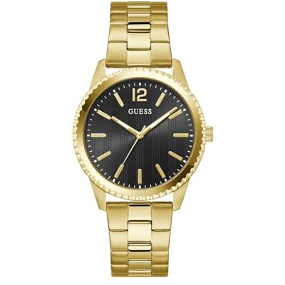 GUESS CHIP mäns kvarts analog klocka rostfritt stål 40 mm rostfritt stål armband guld 5 bar urtavla färg svart GW1062G2 GUESS CHIP mäns kvarts analog klocka rostfritt stål 40 mm rostfritt stål armband guld 5 bar urtavla färg svart GW1062G2