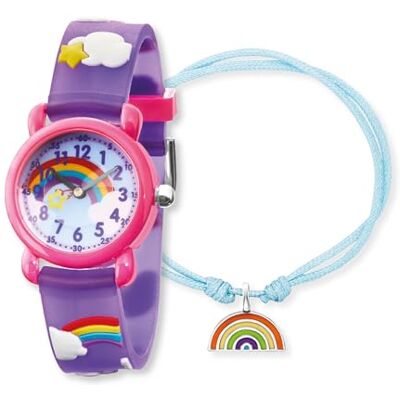 Engelsrufer Hjärtängel barnklockset med regnbågsmotiv – analog klocka, robust plasthölje, mjukt band, 27 mm, 3 atm med matchande nylonarmband och pennfodral, S, plast rostfritt stål Plast Rostfritt stål Emalj, Engelsrufer Hjärtängel barnklockset med regnbågsmotiv – analog klocka, robust plasthölje, mjukt band, 27 mm, 3 atm med matchande nylonarmband och pennfodral, S, plast rostfritt stål Plast Rostfritt stål Emalj,