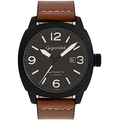 Gigandet Män analog japansk automatisk rörelse klocka med läderarmband 13VNAG9NE/005, BRUN Gigandet Män analog japansk automatisk rörelse klocka med läderarmband 13VNAG9NE/005, BRUN