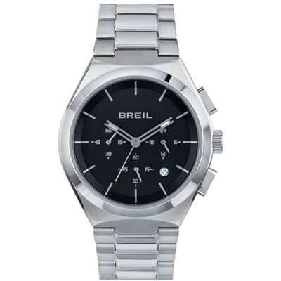Breil Bend kollektion Chrono kvartsrörelse och stålarmband för män, Silver/svart, Taglia Unica, modern, avslappnad Breil Bend kollektion Chrono kvartsrörelse och stålarmband för män, Silver/svart, Taglia Unica, modern, avslappnad