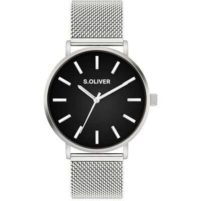 s.Oliver Oliver Herrklocka – rund – silver – 40 mm – klocka av metall med kvartsrörelse på rostfritt stålband med gångspänne – analog armbandsur – 3 atm vattentät – reptålig s.Oliver Oliver Herrklocka – rund – silver – 40 mm – klocka av metall med kvartsrörelse på rostfritt stålband med gångspänne – analog armbandsur – 3 atm vattentät – reptålig