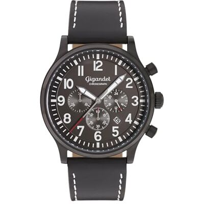 Gigandet Män analog japanskt kvartsurverk klocka med läderarmband 6VNAG15NE/005, svart Gigandet Män analog japanskt kvartsurverk klocka med läderarmband 6VNAG15NE/005, svart