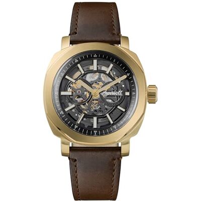 Ingersoll The Outrider herrklocka 44 mm automatisk klocka med läderrem, Brun, armband Ingersoll The Outrider herrklocka 44 mm automatisk klocka med läderrem, Brun, armband