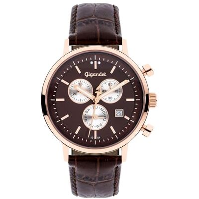 Gigandet Unisex analog japanskt kvartsurverk klocka med läderarmband 12VNAG6NE/009, BRUN, Rem Gigandet Unisex analog japanskt kvartsurverk klocka med läderarmband 12VNAG6NE/009, BRUN, Rem
