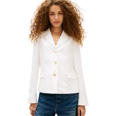Tommy Hilfiger Dam linneblandning Slim Blazer WW0WW49335, WHITE, 42 Tommy Hilfiger Dam linneblandning Slim Blazer WW0WW49335, WHITE, 42