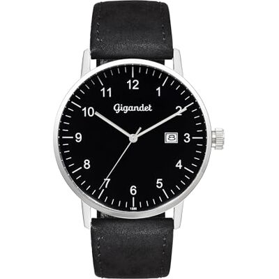 Gigandet Män analog japanskt kvartsurverk klocka med läderarmband 8VNAG26NE/003, svart Gigandet Män analog japanskt kvartsurverk klocka med läderarmband 8VNAG26NE/003, svart
