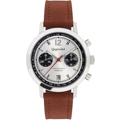 Gigandet Män analog japanskt kvartsurverk klocka med läderarmband 6VNAG10NE/004, silver Gigandet Män analog japanskt kvartsurverk klocka med läderarmband 6VNAG10NE/004, silver