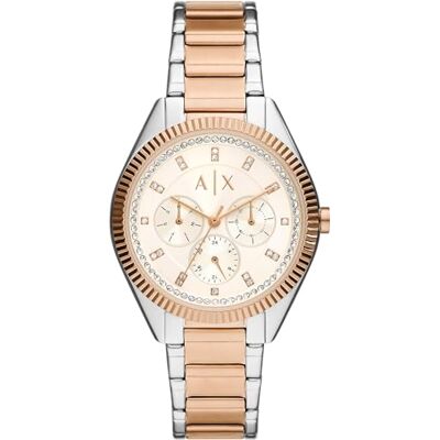 Giorgio Armani Watch For Women, Quartz Multifunctional movement and 36mm Case Size with Stainless steel or Leather strap Giorgio Armani Watch For Women, Quartz Multifunctional movement and 36mm Case Size with Stainless steel or Leather strap