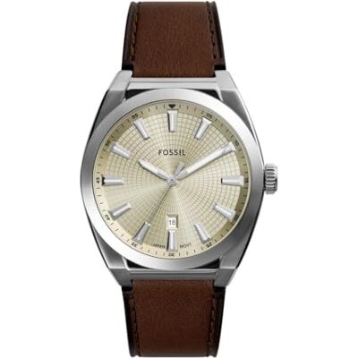 Fossil Herr analog kvartsklocka med läderrem FS6071, Brun, armband Fossil Herr analog kvartsklocka med läderrem FS6071, Brun, armband