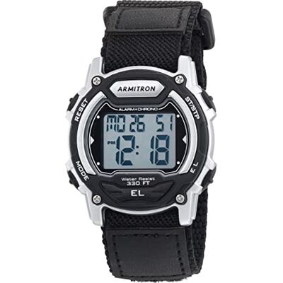 Armitron unisex sportklocka med digital kronograf och nylonarmband, 45/7004, Svart/silver Armitron unisex sportklocka med digital kronograf och nylonarmband, 45/7004, Svart/silver