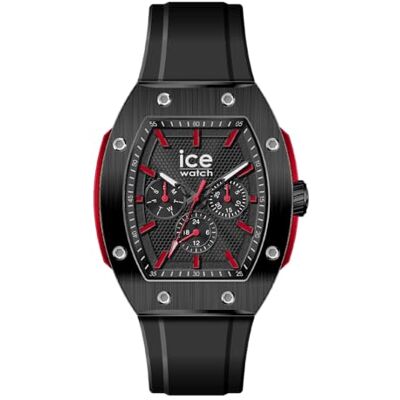 ICE-WATCH , Ice Boliday Prestige Svart Röd, Mäns Svart Klocka Med Silikonrem, 024740, Stor ICE-WATCH , Ice Boliday Prestige Svart Röd, Mäns Svart Klocka Med Silikonrem, 024740, Stor