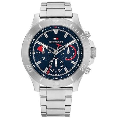 Tommy Hilfiger herr svart urtavla svart silikon rem klocka, Marinblått Xsp, armband Tommy Hilfiger herr svart urtavla svart silikon rem klocka, Marinblått Xsp, armband