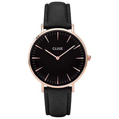 CLUSE damarmbandsur analog kvarts läder, svart, CL18001 CLUSE damarmbandsur analog kvarts läder, svart, CL18001