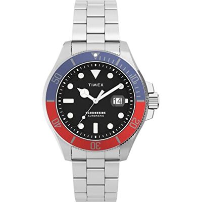 Timex Trend Mechanical 43 mm herrklocka Armband i rostfritt stål, blå urtavla, silverfärgad boett TW2V72100 Timex Trend Mechanical 43 mm herrklocka Armband i rostfritt stål, blå urtavla, silverfärgad boett TW2V72100
