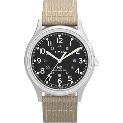 Timex Mk1 Military Tw2Y11900 Automatisk Klocka, Herr, 40 Mm, Tanfärgat Textilarmband, Svart Urtavla, Boett I Rostfritt Stål Timex Mk1 Military Tw2Y11900 Automatisk Klocka, Herr, 40 Mm, Tanfärgat Textilarmband, Svart Urtavla, Boett I Rostfritt Stål