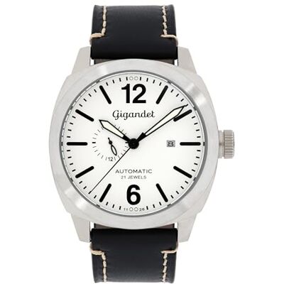 Gigandet Män analog japansk automatisk rörelse klocka med läderarmband 6VNAG16NE/008, Vit Gigandet Män analog japansk automatisk rörelse klocka med läderarmband 6VNAG16NE/008, Vit