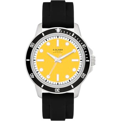 s.Oliver Oliver Herrklocka – rund – silver – 42 mm – klocka av metall med kvartsrörelse på silikonband med stiftspänne – analog armbandsur – 5 ATM vattentät – reptålig s.Oliver Oliver Herrklocka – rund – silver – 42 mm – klocka av metall med kvartsrörelse på silikonband med stiftspänne – analog armbandsur – 5 ATM vattentät – reptålig
