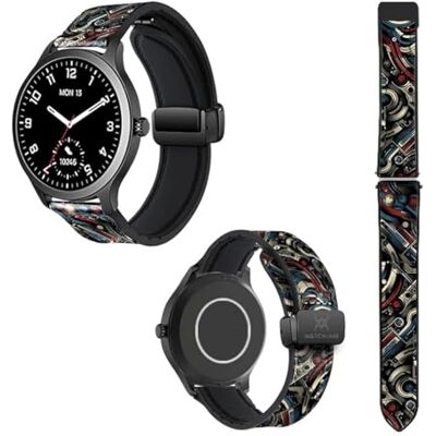Cokitec 22 mm klockarmband i silikon och äkta läder: Amerika Cokitec 22 mm klockarmband i silikon och äkta läder: Amerika