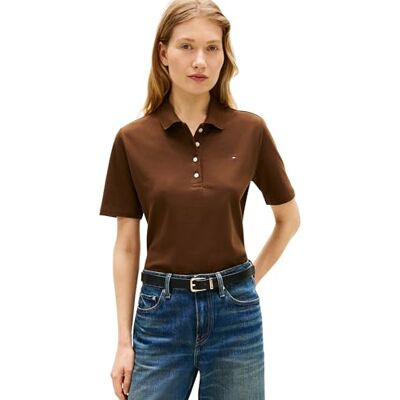 Tommy Hilfiger dam 1985 Reg Pique Polo Ss Ww0Ww43224, brun, S Tommy Hilfiger dam 1985 Reg Pique Polo Ss Ww0Ww43224, brun, S