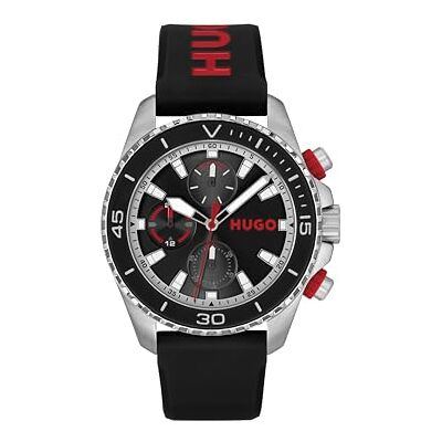HUGO Analog multifunktions kvarts klocka för män #DIVE samling med svart silikonarmband 1530427 HUGO Analog multifunktions kvarts klocka för män #DIVE samling med svart silikonarmband 1530427