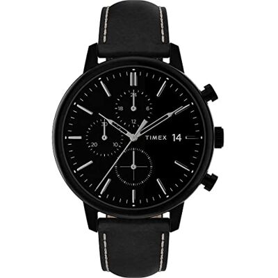 Timex Herrklocka kronograf med läderarmband Chicago, svart, rem Timex Herrklocka kronograf med läderarmband Chicago, svart, rem