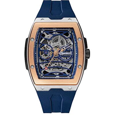 Ingersoll 1892 The Challenger automatisk herrklocka 42 mm med PU-armband, Färg: blå, Modern Ingersoll 1892 The Challenger automatisk herrklocka 42 mm med PU-armband, Färg: blå, Modern