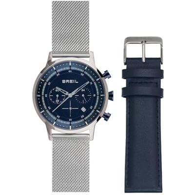 Breil Herrarmbandsur sex.3. Nine pack i silver/blå med rostfritt stålarmband, boettdiameter: 44 mm, TW1863, silver, Eine Größe, Armband Breil Herrarmbandsur sex.3. Nine pack i silver/blå med rostfritt stålarmband, boettdiameter: 44 mm, TW1863, silver, Eine Größe, Armband