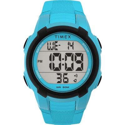 Timex Sport Klocka på 40 mm för män, blått PU-armband, digital urtavla, blå boett, TW5M62900 Timex Sport Klocka på 40 mm för män, blått PU-armband, digital urtavla, blå boett, TW5M62900