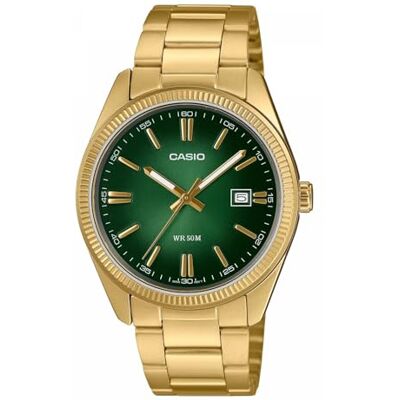 Casio Herr analog kvartsklocka med rostfritt stål rem MTP-1302PGC-3AVEF, Guld, ledig Casio Herr analog kvartsklocka med rostfritt stål rem MTP-1302PGC-3AVEF, Guld, ledig