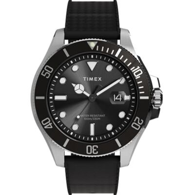 Timex Harborside Coast Tw2Y09200 Klocka, Herr, 43 Mm, Svart Armband I Syntetiskt Gummi, Svart Urtavla Timex Harborside Coast Tw2Y09200 Klocka, Herr, 43 Mm, Svart Armband I Syntetiskt Gummi, Svart Urtavla