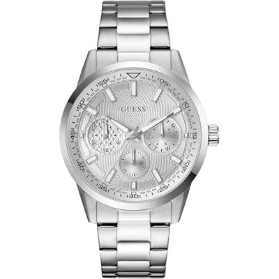 GUESS Trey GW0963G1 herrklocka 44 mm rostfritt stål kvarts analog klocka rostfritt stål armband silver affärsklocka herrklocka silver med datum lysande händer lysande index, 5 bar GUESS Trey GW0963G1 herrklocka 44 mm rostfritt stål kvarts analog klocka rostfritt stål armband silver affärsklocka herrklocka silver med datum lysande händer lysande index, 5 bar