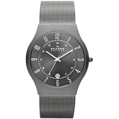 Skagen Sundby Herrklocka, Kvartsverk med armband i rostfritt stål eller läder, Grå, 37MM Skagen Sundby Herrklocka, Kvartsverk med armband i rostfritt stål eller läder, Grå, 37MM