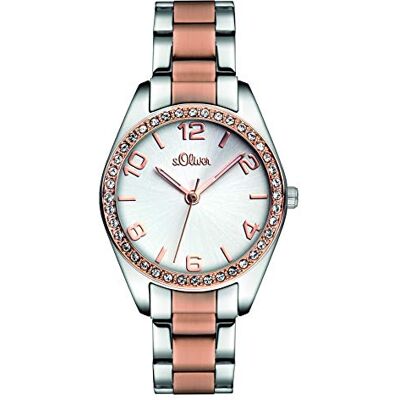s.Oliver Damer analog kvartsarmbandsur med rostfritt stål armband, Rosésilver, 30 mm, Damklocka s.Oliver Damer analog kvartsarmbandsur med rostfritt stål armband, Rosésilver, 30 mm, Damklocka