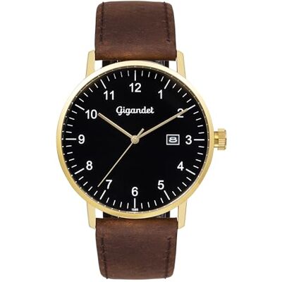 Gigandet Män analog japanskt kvartsurverk klocka med läderarmband 5VNAG26NE/002, svart Gigandet Män analog japanskt kvartsurverk klocka med läderarmband 5VNAG26NE/002, svart