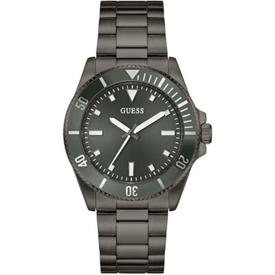 GUESS Cliff herrarmbandsur rostfritt stål, 41 mm, rostfritt stål armband, svart, 3 bar, urtavla: grön, GW0968G3 GUESS Cliff herrarmbandsur rostfritt stål, 41 mm, rostfritt stål armband, svart, 3 bar, urtavla: grön, GW0968G3