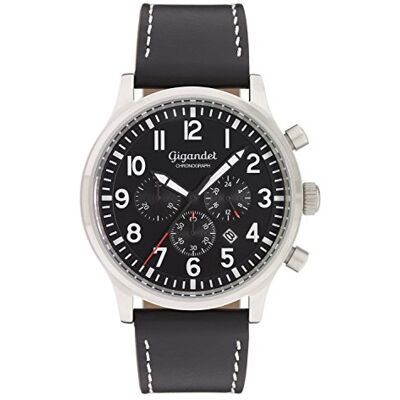 Gigandet Män analog japanskt kvartsurverk klocka med läderarmband 7VNAG15NE/001, svart Gigandet Män analog japanskt kvartsurverk klocka med läderarmband 7VNAG15NE/001, svart